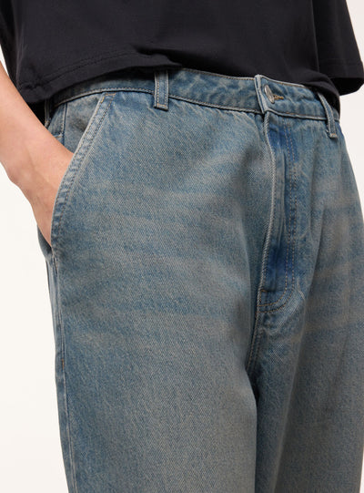 Jeans baggy in denim a tinta unita