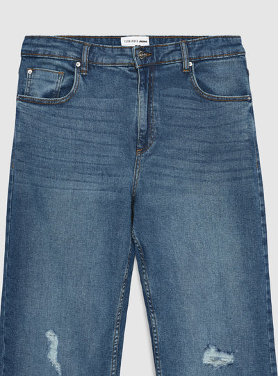 Jeans regular straight con strappi