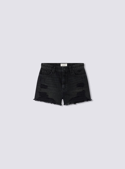 Shorts mom in jeans con strappi grandi
