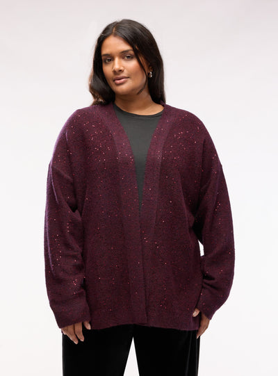 Cardigan aperto con micro paillettes