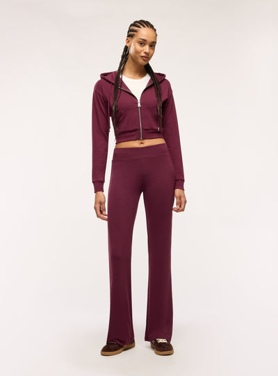 Felpa crop con cappuccio e zip