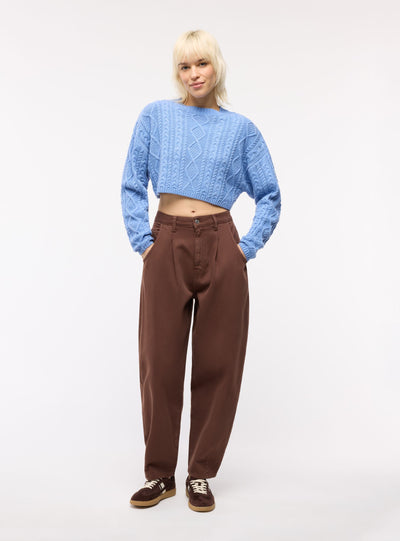 Solid colour balloon trousers with pleats