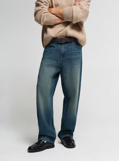 Jeans baggy a tinta unita