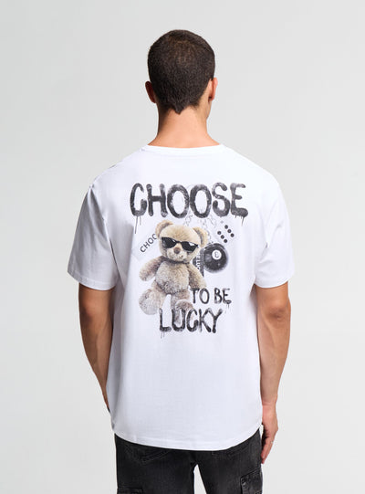 T-shirt con stampa orsetto e scritta