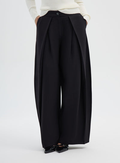 Pantaloni wide leg con doppia piega
