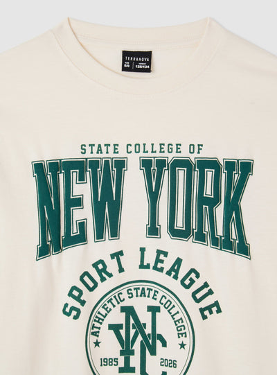 T-shirt manica lunga con stampa college