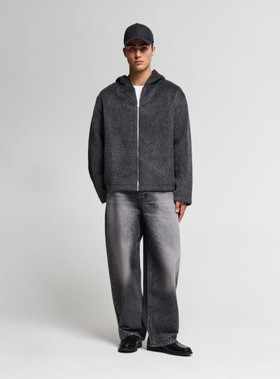 Maglia boxy con cappuccio e zip