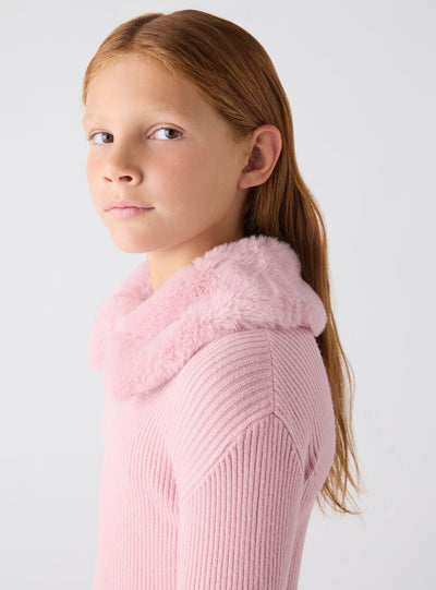 Cardigan con zip e collo effetto pelo