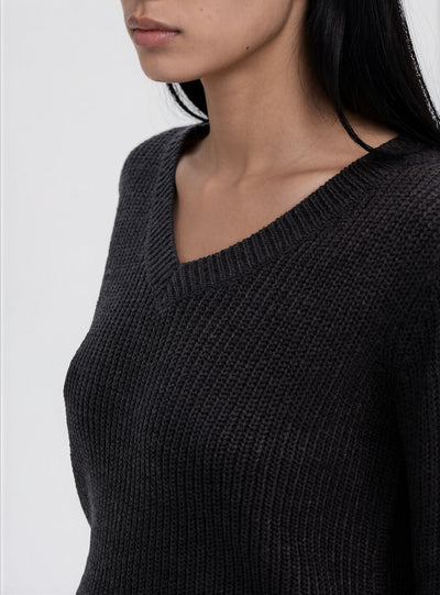 Maglia a coste inglesi con scollo a V