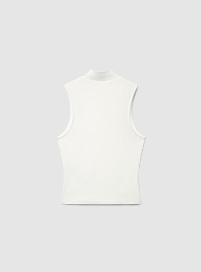 Top crop a tinta unita con collo lupetto