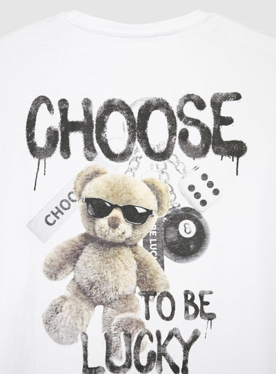 T-shirt con stampa orsetto e scritta