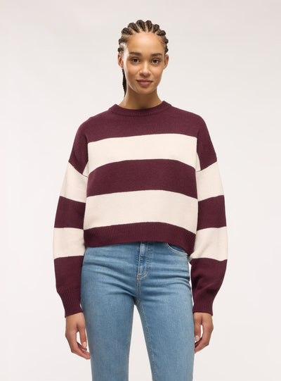 Maglia ampia a righe con maniche balloon