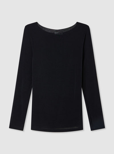 T-shirt a maniche lunghe con scollo a barca