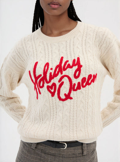 Maglia con trecce e scritta
