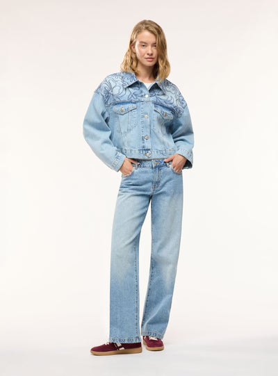Jeans wide leg a vita bassa
