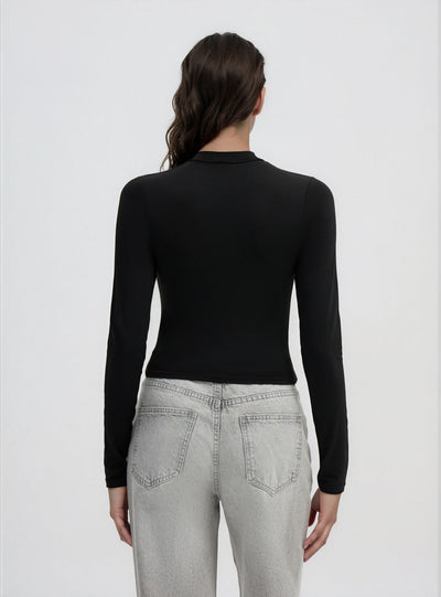 T-shirt crop a lupetto tinta unita