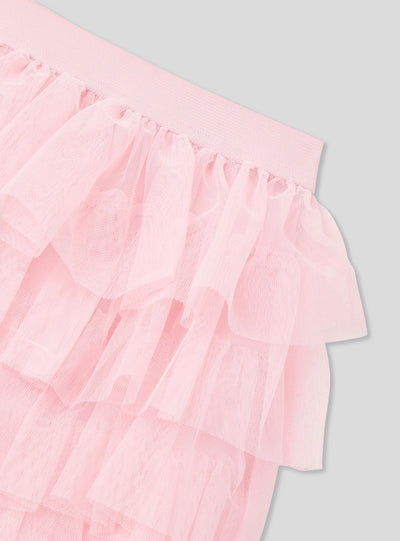 Plain-coloured tiered tulle skirt