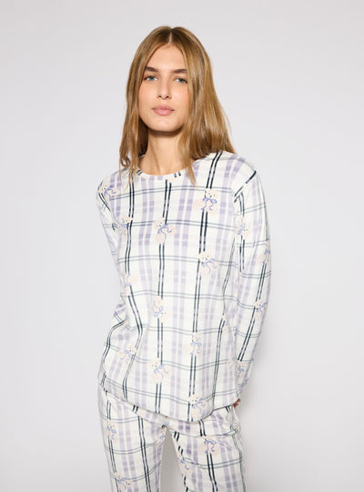 Pyjama-Set mit Bärenprint und Tartanmuster