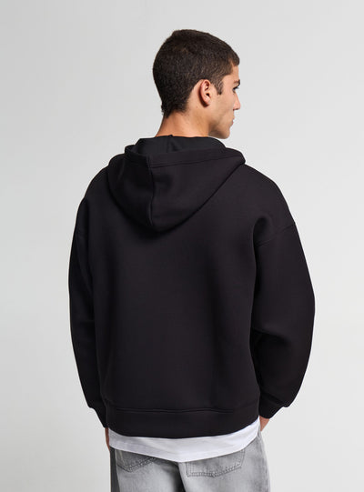 Felpa boxy con zip e cappuccio