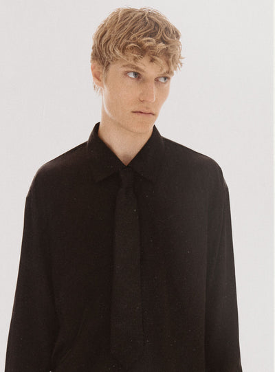 Camicia maxi in raso con fiocco