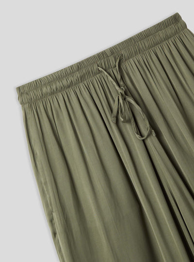 Pantaloni palazzo coulisse in effetto raso