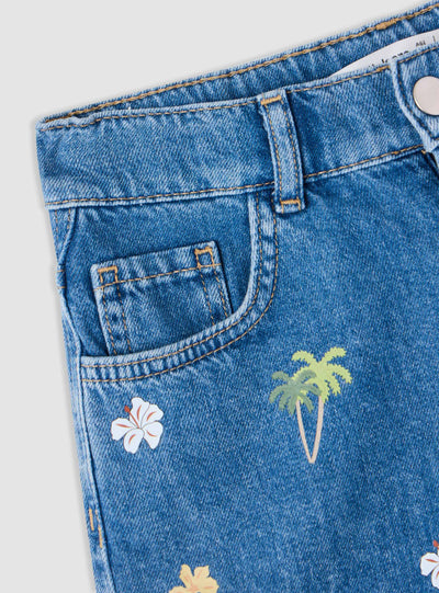 Pantalone Jeans Corto Ricamo