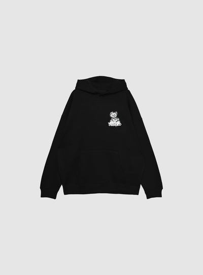 Felpa boxy con cappuccio e stampa orsetto