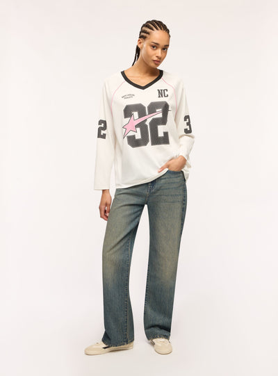 T-shirt a rete ampia con stampa college
