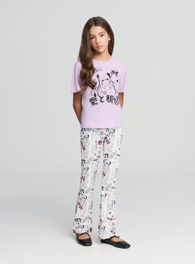 Leggings évasés à imprimé manga