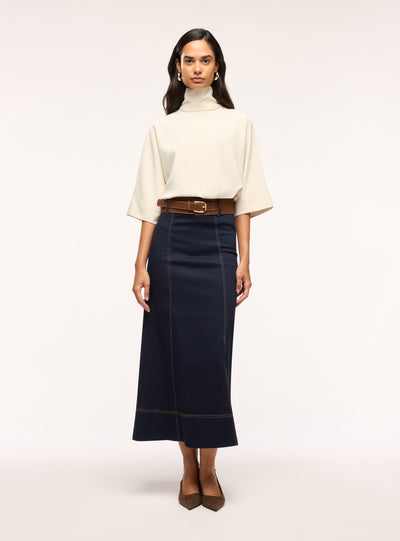 Blusa con collo alto e maniche 3/4