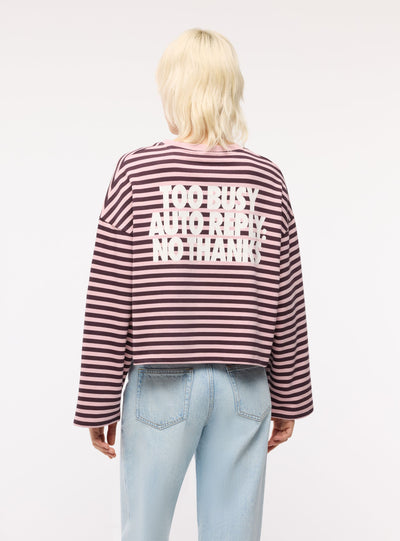 Felpa crop a righe con scritta