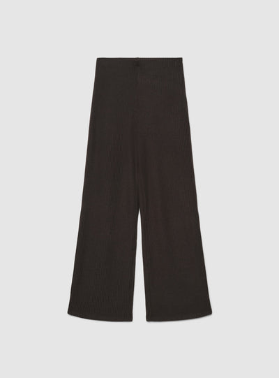 Pantaloni maxi wide leg a costine tinta unita