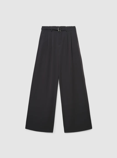 Pantaloni wide leg con coulisse e fibbia