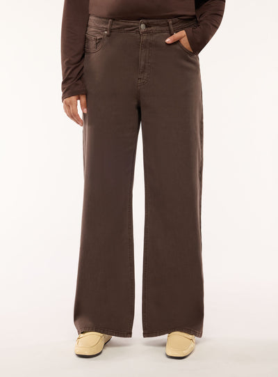 Jeans wide leg a tinta unita
