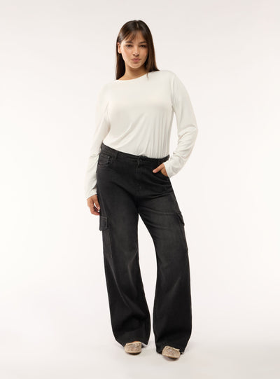 Jeans cargo a gamba ampia