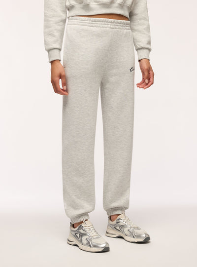 Pantaloni tuta vita alta con scritta college