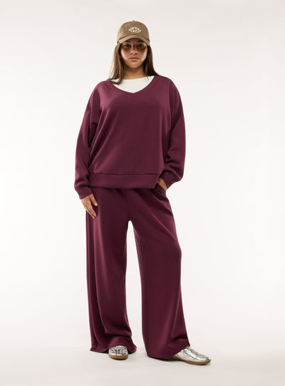 Felpa oversize con scollo a v