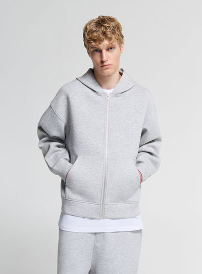 Felpa boxy con zip e cappuccio