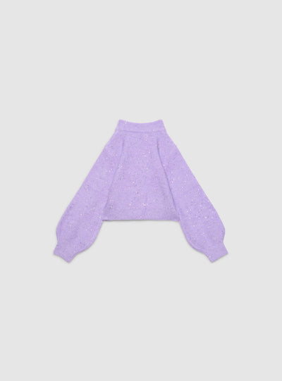Maglia crop da bambina con collo alto e paillettes