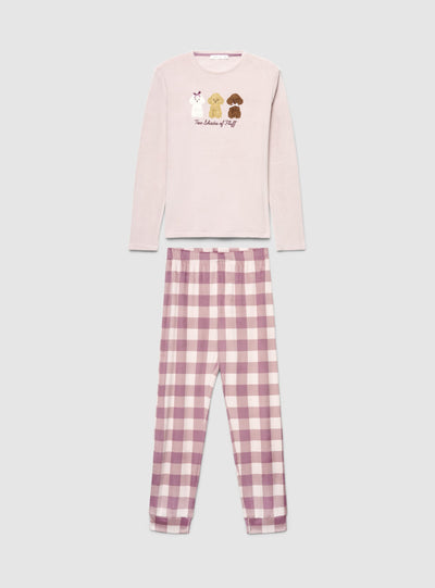 Long pajama set with animal print