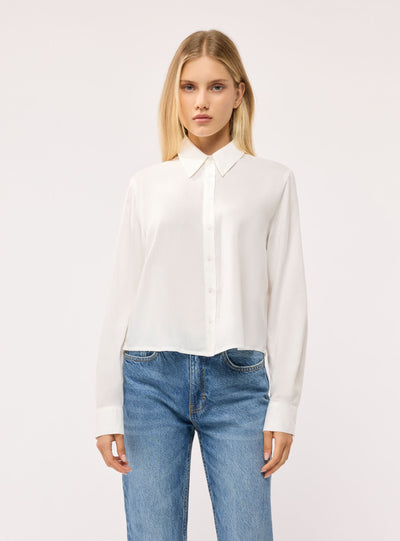 Camicia crop a tinta unita
