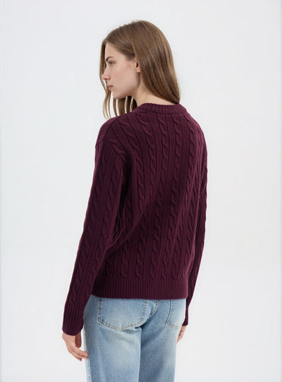 Maglia a trecce girocollo
