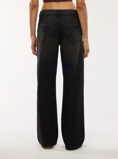 Jeans maxi wide leg a vita bassa