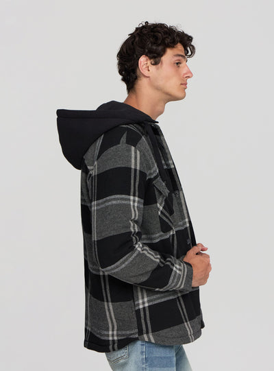 Gepolsterte Shacket-Jacke mit Kapuze