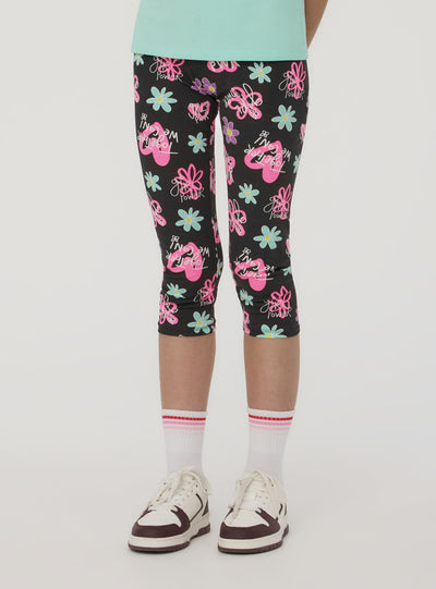 Three-quarter leggings with flowers