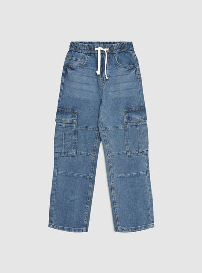 Jeans maxi cargo con coulisse