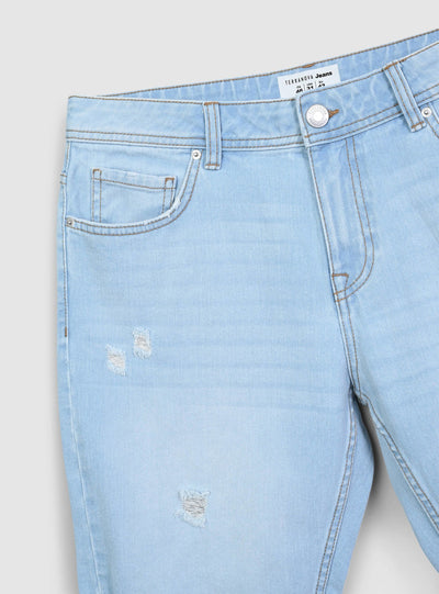 Shorts di jeans chiari con strappi