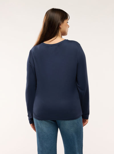 T-shirt manica lunga girocollo a tinta unita