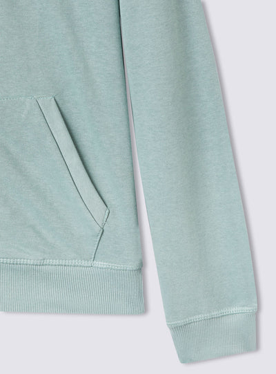 Felpa leggera tinta unita con cappuccio, coulisse e zip
