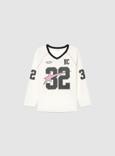 T-shirt a rete ampia con stampa college